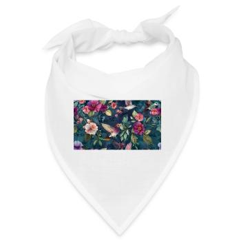 Tropische Kolibriblüten in Mitternachtsblau - Bandana - Weiß - Vorne