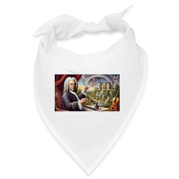 Johann Sebastian Bach: Porträt in vielen Malstilen - Bandana - Weiß - Vorne