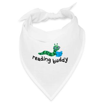 Lesefreund Niedlicher Bücherwurm Mit Buch - Bandana - Weiß - Vorne