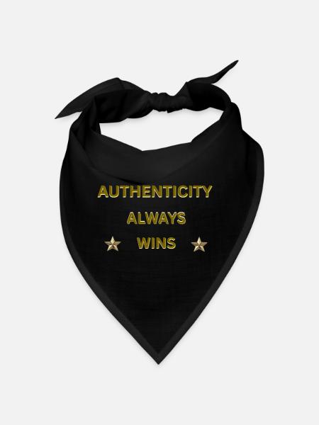 L’AUTHENTICITÉ GAGNE TOUJOURS – Citation motivationnelle en or - Bandana - noir - Devant