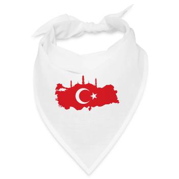 Türkische Landkarte mit Moschee-Silhouette - Bandana - Weiß - Vorne