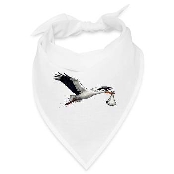 Storch mit Baby – Symbol für Geburt & Familie  - Bandana - Weiß - Vorne