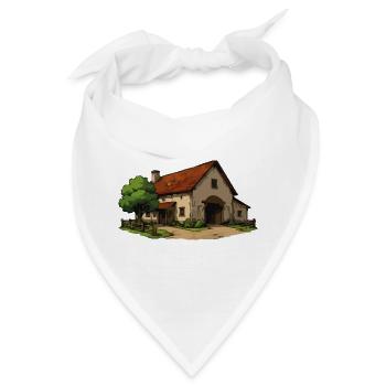Ländliches Bauernhaus Illustration - Bandana - Weiß - Vorne