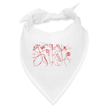 Rotes Liniengeflecht - Bandana - Weiß - Vorne