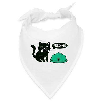 Hungrige Katze Futternapf Grafik - Bandana - Weiß - Vorne