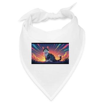 Katze im Abendlicht - Bandana - Weiß - Vorne