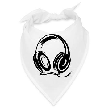 Kopfhörer mit Kabel im Stencil Stil - Bandana - Weiß - Vorne