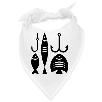 Fische, Anker und Haken - Bandana - Weiß - Vorne