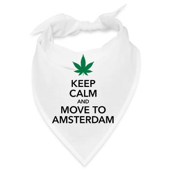 keep calm move to Amsterdam Holland Cannabis Weed - Bandana - Weiß - Vorne