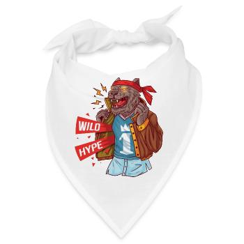 Wolf mit aktuellen Attributen der Männlichkeit - Bandana - Weiß - Vorne