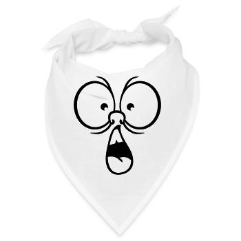 comic augen mund kopf erschrocken aengstlich schoc - Bandana - Weiß - Vorne