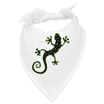 Gekko grün und schwarz - Bandana - Weiß - Vorne