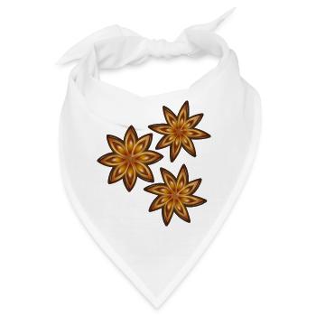 Drei leuchtende Sternanis - Gewürz und Heilpflanze - Bandana - Weiß - Vorne