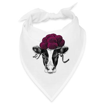 Schwarzwald-Tussi Kuh mit Schwarzwälder Bollenhut - Bandana - Weiß - Vorne