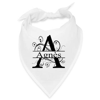 Monogramm mit dem Vornamen Agnès - Bandana - Weiß - Vorne