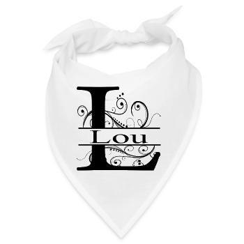 Monogramm mit dem Namen Lou - Bandana - Weiß - Vorne