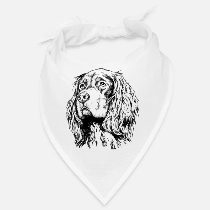 Gordon Setter Portrait - Bandana - blanc