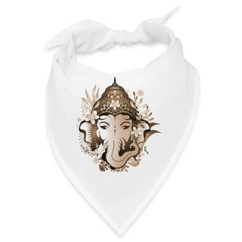 Elefanten Gott Ganesha mit Blüten mit Sepia-Effekt - Bandana - Weiß - Vorne