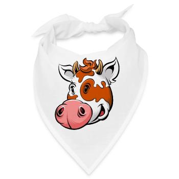 Cartoon Kuh - Bandana - Weiß - Vorne