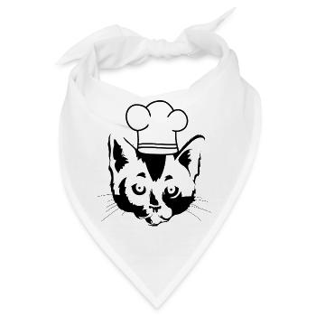 Katzenkopf Koch Hobbykoch Kochkunst Küche - Bandana - Weiß - Vorne