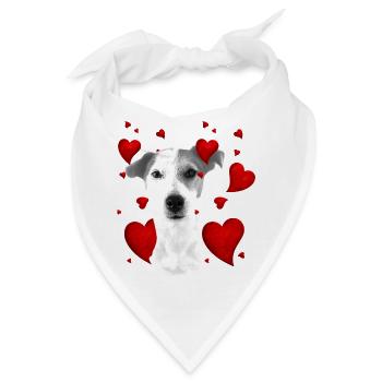 Jack Russel mit Herzen - Bandana - Weiß - Vorne