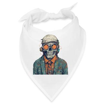 Cooles Skelett Portrait mit Sonnenbrille, Mütze - Bandana - Weiß - Vorne