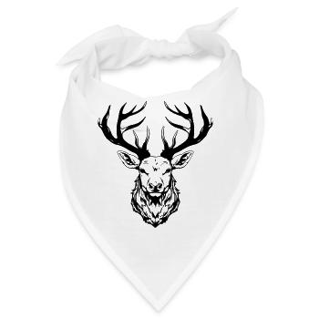 Hirsch Kopf - Bandana - Weiß - Vorne