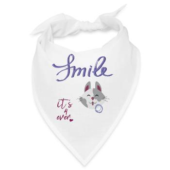 Smile, Lachen, Katze - Bandana - Weiß - Vorne