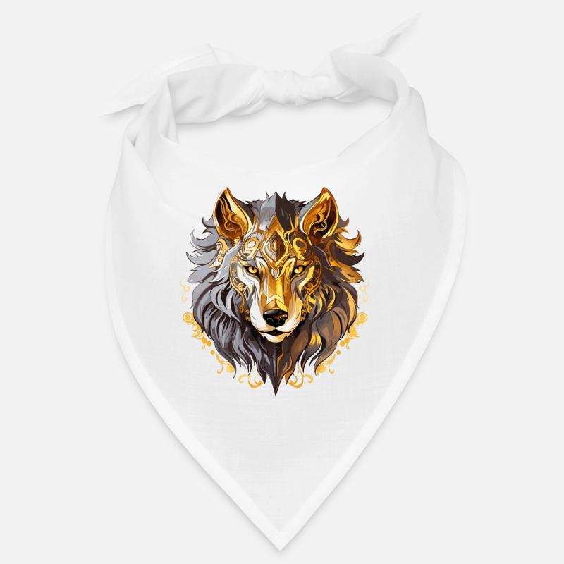 Wolf Wolf Head Gold Mystical Nature Wilderness Art Bandana