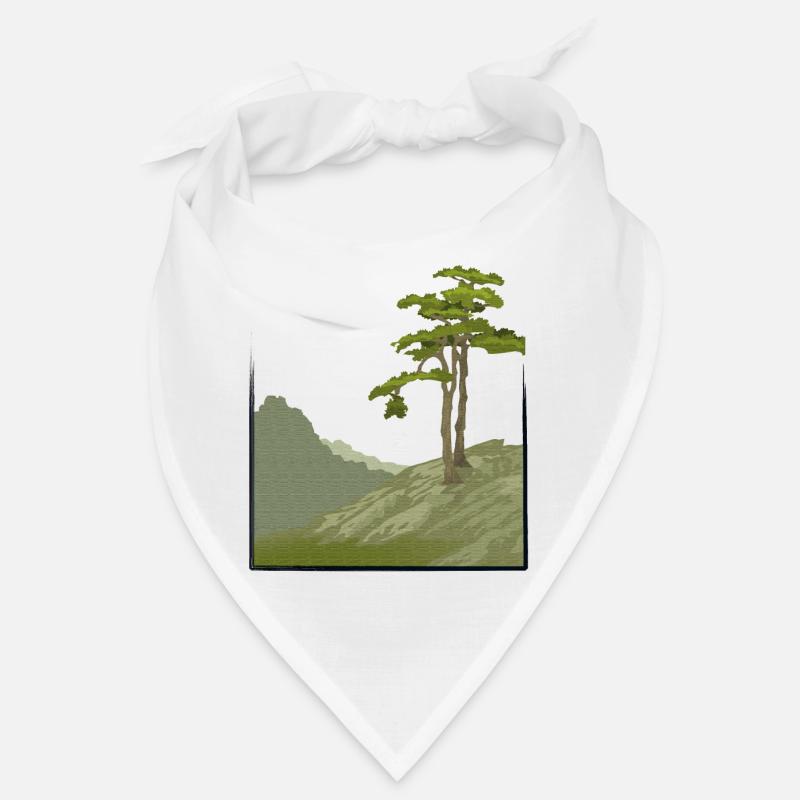 Baum auf Hügel mit Leinwandstruktur, public domain Bandana