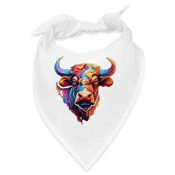 Stier / Bulle / Tier / Hörner / Stierkampf - Bandana - Weiß - Vorne