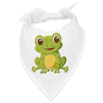 niedlich lächelnder Comic Frosch - Bandana - Weiß - Vorne