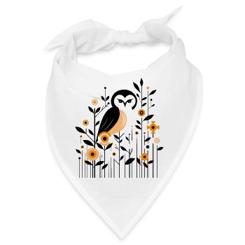 Florale Eule - Bandana - Weiß - Vorne