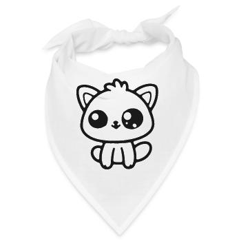 Katzensilhouette Charm - Bandana - Weiß - Vorne