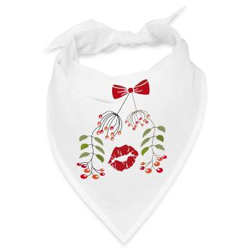 Kuss unter dem Mistelzweig, Weihnachten - Bandana - Weiß - Vorne