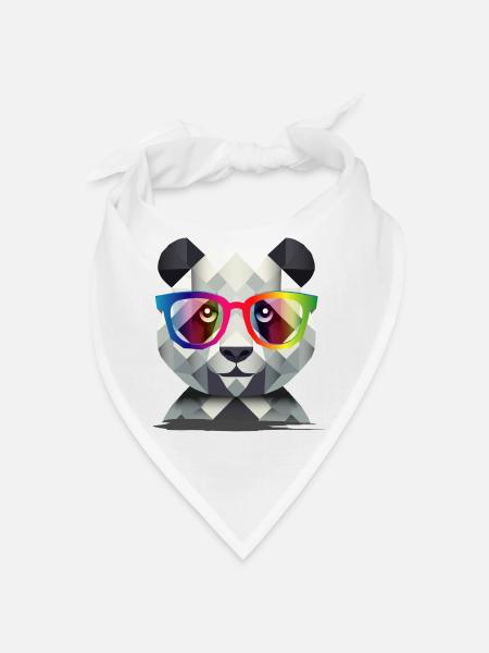 Cool Panda: Geometric style meets colorful - Bandana - white - Front