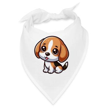 Chibi Beagle Hund - Bandana - Weiß - Vorne