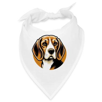 Beagle Hundekopf - Bandana - Weiß - Vorne