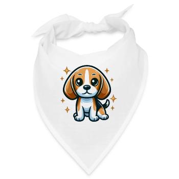 Beagle Chibi Hund - Bandana - Weiß - Vorne