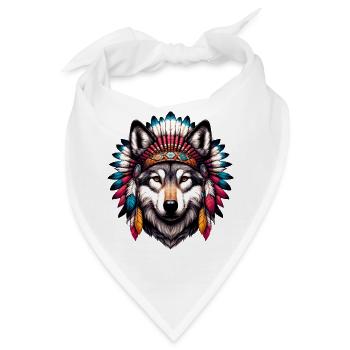 Amerikanischer Indianerwolf Amerikanische Rothaut - Bandana - Weiß - Vorne