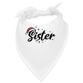 Weihnachtsmütze Sister Schwester - Bandana - Weiß - Vorne