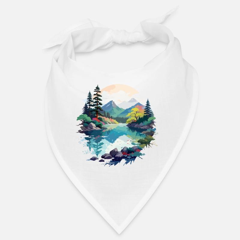 Serene Landscape Calm Tranquil Nature Outdoors - Bandana - white