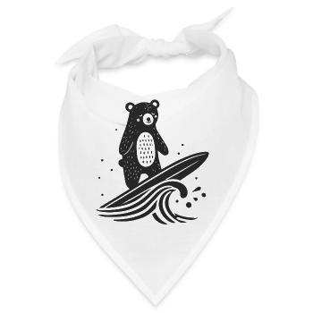 Surfender Bär – Spielerische Tier Illustration - Bandana - Weiß - Vorne
