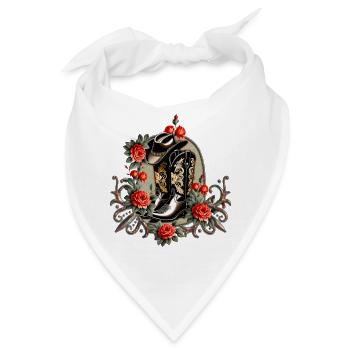 Cowboy-Herzen: Ein Gedicht über Stiefel und Blumen. - Bandana - Weiß - Vorne