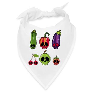 Obst- und Gemüseschädel - Bandana - Weiß - Vorne