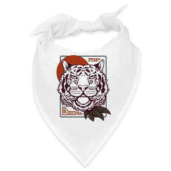 Tigerkopf mit roter Sonne Geometrische Tierkunst - Bandana - Weiß - Vorne