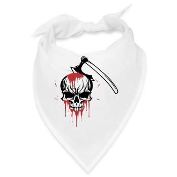 Blutiger Schädel von einer Axt gespalten - Bandana - Weiß - Vorne