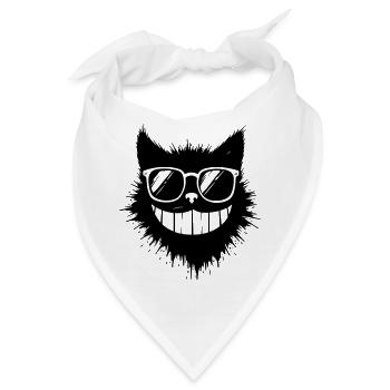 Cartoon Katze mit Sonnenbrille am Grinsen - Bandana - Weiß - Vorne