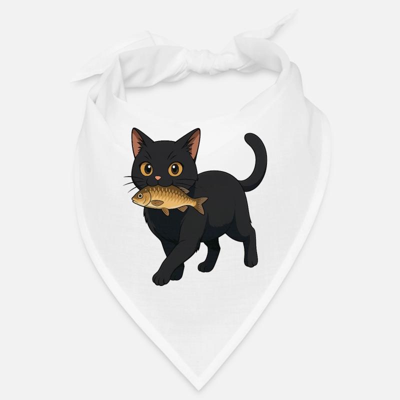 Chat avec poisson Illustration Design Bandana