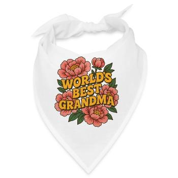 Florale Illustration „Weltbeste Oma“ - Bandana - Weiß - Vorne